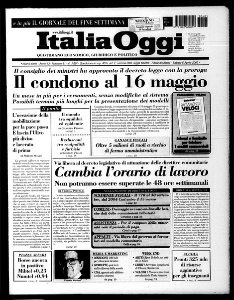 Italia oggi : quotidiano di economia finanza e politica